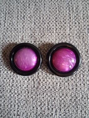 Classic Round Vintage Purple Button-Style Clip On Earrings